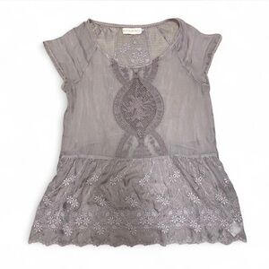 Vintage Lavender Purple Silk Lace Sheer Top